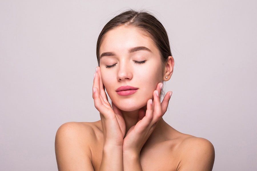 beautiful girl after skin treatment