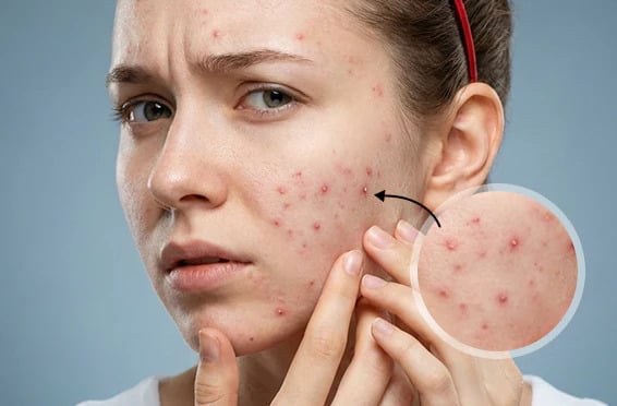 girl with acne spots