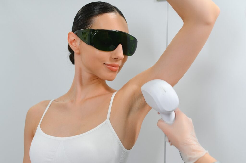 woman getting laser body hair removal